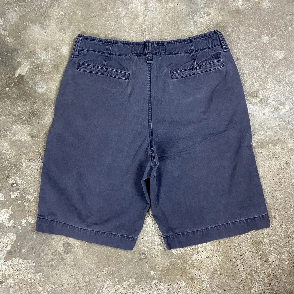 Vintage Y2K American Eagle Chino Shorts Size 34 Gray Longer Length Eagle Logo
